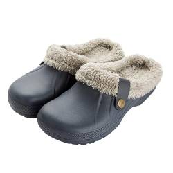 Baketron Hausschuhe Damen Herren Winter Clogs Gefüttert Warme Hausschuhe Wasserdicht Pantoffeln Plüsch Slider Weiche Pantoletten Bequeme rutschfeste Indoor Outdoor Gartenschuhe von Baketron