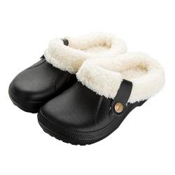 Baketron Hausschuhe Damen Herren Winter Clogs Gefüttert Warme Hausschuhe Wasserdicht Pantoffeln Plüsch Slider Weiche Pantoletten Bequeme rutschfeste Indoor Outdoor Gartenschuhe von Baketron