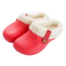 Baketron Hausschuhe Damen Herren Winter Clogs Gefüttert Warme Hausschuhe Wasserdicht Pantoffeln Plüsch Slider Weiche Pantoletten Bequeme rutschfeste Indoor Outdoor Gartenschuhe von Baketron