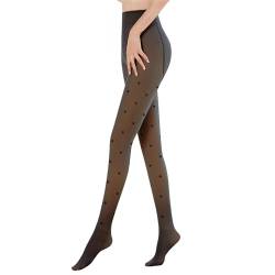 Baketron Strumpfhosen Damen Winter Einheitsgröße, Thermo Strumpfhose gefüttert, Gefälschte Durchscheinend Plüschstrümpfe Pantyhose Wärmende Fleece Strumpfhose(love,80g) von Baketron