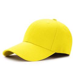 Bakicey Baseball Cap Unisex Outdoor Baseball Cap Kappe Baumwolle Baseball Mützen Erwachsenen Casual Reine Farbe Baseboard Baseballkappe Verstellbar Athletic Baseball Cap Kappe Damen Herren (Gelb) von Bakicey