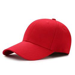 Bakicey Baseball Cap Unisex Outdoor Baseball Cap Kappe Baumwolle Baseball Mützen Erwachsenen Casual Reine Farbe Baseboard Baseballkappe Verstellbar Athletic Baseball Cap Kappe Damen Herren (Rot) von Bakicey