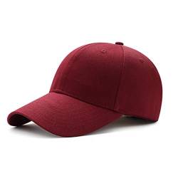 Bakicey Baseball Cap Unisex Outdoor Baseball Cap Kappe Baumwolle Baseball Mützen Erwachsenen Casual Reine Farbe Baseboard Baseballkappe Verstellbar Athletic Baseball Cap Kappe Damen Herren (Rotwein) von Bakicey