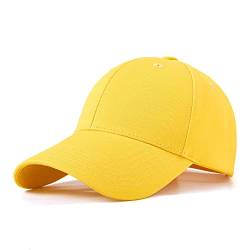 Bakicey Baseball Cap Unisex Outdoor Sonnenhut Damen Baseball Cap Baumwolle Baseball Mützen Erwachsenen Casual Hip Hop Baseboard Baseballkappe Verstellbar Herren Baseball Cap Kappe (Tartrazin) von Bakicey