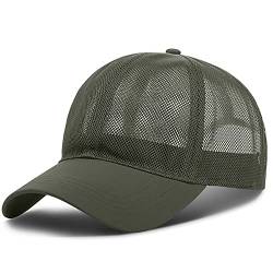 Bakicey Baseball Cap mit luftigem Netzteil Unisex Trucker Cap Damen Atmunsaktiv Sonnenhut Baseball Mützen Reine Farbe Baseballkappe Verstellbare Herren Mesh Cap Sommerhut (56-60cm) (Armeegrün) von Bakicey