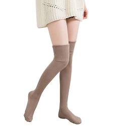 Bakicey Damen Kniestrümpfe Socken Overknee Strümpfe Strumpfhosen Baumwollstrümpfe Stricksocken Stützkniestrümpfe Gestrickte Socken Hoch Über das Knie Lange Socken Winter Strümpfe, 74cm Khaki von Bakicey