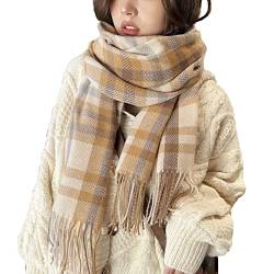 Bakicey Damen Schal XXL Warm Weich Strickschal Karo Winterschal Herbstschal Wolleschal Frauen Deckenschal Halstuch Scarf Poncho Cape, 9, 3XL von Bakicey