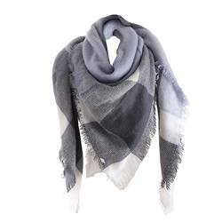 Bakicey Damen Schal XXL Warm Weich Strickschal Karo Winterschal Herbstschal Wolleschal Frauen Deckenschal Halstuch Scarf Poncho Cape, D, 3XL von Bakicey