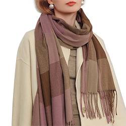 Bakicey Damen Schal XXL Warm Weich Strickschal Karo Winterschal Herbstschal Wolleschal Frauen Deckenschal Halstuch Scarf Poncho Cape (ZJ) von Bakicey