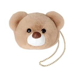 Balakaka Plüsch Crossbody für Frauen Handtasche Kette Strap Bag,Cartoon Teddybär Kreuz Körpertasche Nette Flauschige Tier, Kawaii Umhängetasche Geschenk Mädchen Licht Khaki von Balakaka