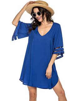 Balancora Damen Bikini Cover Up Strandkleid Strandponcho Sommer Bademode Strand Bikini Badeanzug Cover-Ups, Saphirblau M von Balancora