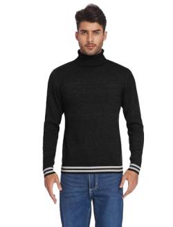 Balancora Strickpullover Herren Schwarz Turtleneck Pullover Warm Slim Feinstrickjacke Winter Rollkragenpullover Schwarz,XXL von Balancora