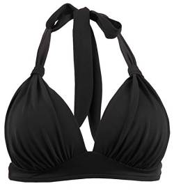 Balasami Damen-Bikini, Push-Up-Bikini, sexy, V-Ausschnitt, verstellbar, geraffte Vorderseite, Badeanzug, nur Oberteil, Schwarz, 42 von Balasami