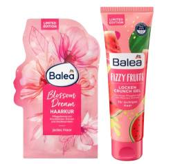 Balea 2er-Set Haarpflege: Haarkur BLOSSOM DREAM Haarmaske mit Kirschblüten-Extrakt & Seidenprotein für Geschmeidigkeit & Glanz (20 ml) + Locken Crunch Gel FIZZY FRUITS fruchtige Pflege mit Melonen-Extrakt (100 ml), 120 ml von Balea