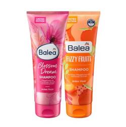 Balea 2er-Set Haarpflege: Shampoo BLOSSOM DREAM mit Kirschblüten-Extrakt & Seidenprotein (250 ml) + Shampoo Fizzy Fruits mit Aprikosen-Extrakt (250 ml), 500 ml von Balea