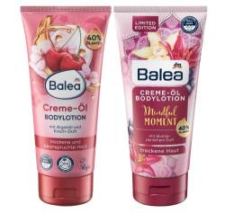 Balea 2er-Set Hautpflege: Bodylotion CREME-ÖL mit Arganöl & Kirsch-Duft für trockene, beanspruchte Haut (200 ml) + Körperlotion MINDFUL MOMENT blumig sinnliche Pflege + 40% Öl-Anteil (200 ml) 400 ml von Balea