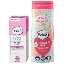 Balea 2er-Set Hautpflege: Gesichtscreme BEAUTY EXPERT mit konzentrierten Inhaltsstoffen, Anti-Aging Pflege für strahlende Haut (50 ml) + Duschgel POSITIVE MIND pH-neutrale Cremedusche (300 ml), 350 ml von Balea