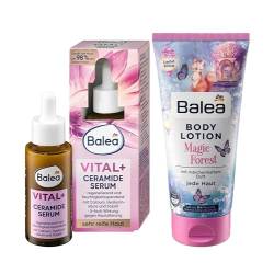 Balea 2er-Set Hautpflege: VITAL+ Ceramid SERUM intensive Feuchtigkeit für sehr reife Haut gegen Hautalterung (30 ml) + Bodylotion MAGIC FOREST Körperlotion mit Sheabutter (200 ml), 230 ml von Balea