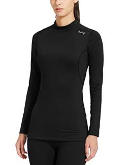 Baleaf Damen Warme Laufshirt Thermo Fleece T Shirt Langarm Sportshirt Schwarz XL von Baleaf