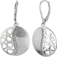 Balia Paar Ohrhänger Balia Damen Ohrringe matt und poliert (Ohrhänger), Damen Ohrhänger rund, Herzen aus 925 Sterling Silber, Länge ca. 4cm von Balia