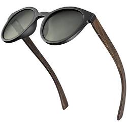 Balinco® Bambus Sonnenbrille mit runden, polarisierten Gläsern - im praktischen Zubehör-Set inkl. Geschenke-Box - mit UV400 Schutz & TAC-Linsen - für Damen & Herren geeignet (G15 Linse) von Balinco