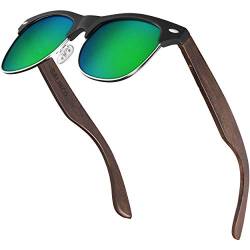 Balinco® Halbrahmen Sonnenbrille mit dunklen Holzbügeln & polarisierten TAC-Linsen für ein außergewöhnlich klares Sehvermögen - bruchfest, nachhaltig, langlebig - im praktischen Set inkl. Geschenkbox von Balinco
