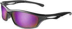 Balinco Polarisierte Sportbrille Sonnenbrille Fahrradbrille mit UV400 Schutz für Damen & Herren perfekt für Ski- und Snowboardfahrer für die Skipiste (Matt Black - Purple Mirror) von Balinco