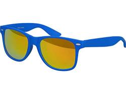 Balinco Sonnenbrille UV400 CAT 3 CE Rubber - mit Federscharnier für Damen & Herren (blau - rot/orange verspiegelt) von Balinco