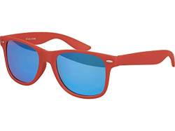 Balinco Sonnenbrille UV400 CAT 3 CE Rubber - mit Federscharnier für Damen & Herren (dunkel rot - blau verspiegelt) von Balinco