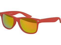 Balinco Sonnenbrille UV400 CAT 3 CE Rubber - mit Federscharnier für Damen & Herren (dunkelrot - rot/orange verspiegelt) von Balinco