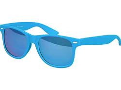 Balinco Sonnenbrille UV400 CAT 3 CE Rubber - mit Federscharnier für Damen & Herren (hellblau - blau verspiegelt) von Balinco