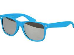 Balinco Sonnenbrille UV400 CAT 3 CE Rubber - mit Federscharnier für Damen & Herren (hellblau - silber verspiegelt) von Balinco