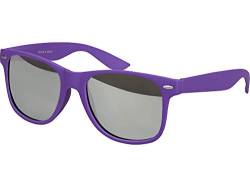 Balinco Sonnenbrille UV400 CAT 3 CE Rubber - mit Federscharnier für Damen & Herren (lila - silber verspiegelt) von Balinco