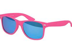 Balinco Sonnenbrille UV400 CAT 3 CE Rubber - mit Federscharnier für Damen & Herren (pink - blau verspiegelt) von Balinco