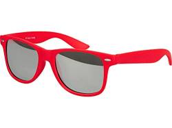 Balinco Sonnenbrille UV400 CAT 3 CE Rubber - mit Federscharnier für Damen & Herren (rot - silber verspiegelt) von Balinco