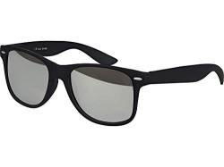 Balinco Sonnenbrille UV400 CAT 3 CE Rubber - mit Federscharnier für Damen & Herren (schwarz - silber verspiegelt) von Balinco