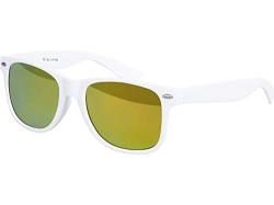 Balinco Sonnenbrille UV400 CAT 3 CE Rubber - mit Federscharnier für Damen & Herren (weiß - gelb) von Balinco
