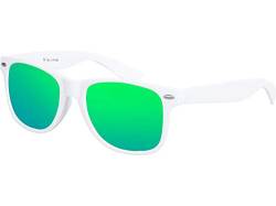 Balinco Sonnenbrille UV400 CAT 3 CE Rubber - mit Federscharnier für Damen & Herren (weiß - grün) von Balinco