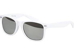 Balinco Sonnenbrille UV400 CAT 3 CE Rubber - mit Federscharnier für Damen & Herren (weiß - silber verspiegelt) von Balinco