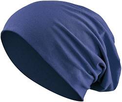 Jersey Baumwolle elastisches Long Slouch Beanie Unisex Mütze Heather in 35 (3) (Dark Blue) von Balinco