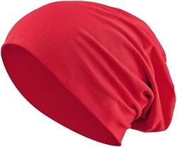 Jersey Baumwolle elastisches Long Slouch Beanie Unisex Mütze Heather in 35 (3) (Dark Red) von Balinco