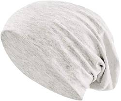 Jersey Baumwolle elastisches Long Slouch Beanie Unisex Mütze Heather in 35 (3) (Heather Beige) von Balinco