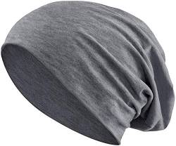 Jersey Baumwolle elastisches Long Slouch Beanie Unisex Mütze Heather in 35 (3) (Heather Dark Grey) von Balinco