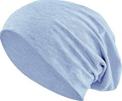 Jersey Baumwolle elastisches Long Slouch Beanie Unisex Mütze Heather in 35 (3) (Heather Light Blue) von Balinco