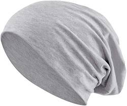 Jersey Baumwolle elastisches Long Slouch Beanie Unisex Mütze Heather in 35 (3) (Heather Light Grey) von Balinco