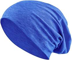 Jersey Baumwolle elastisches Long Slouch Beanie Unisex Mütze Heather in 35 (3) (Jeans-Blue) von Balinco