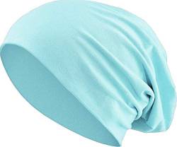 Jersey Baumwolle elastisches Long Slouch Beanie Unisex Mütze Heather in 35 (3) (Light Blue) von Balinco