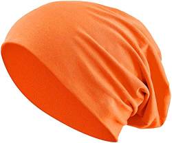 Jersey Baumwolle elastisches Long Slouch Beanie Unisex Mütze Heather in 35 (3) (Orange) von Balinco