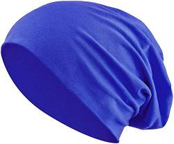 Jersey Baumwolle elastisches Long Slouch Beanie Unisex Mütze Heather in 35 (3) (Royal Blue) von Balinco