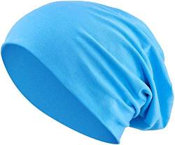 Jersey Baumwolle elastisches Long Slouch Beanie Unisex Mütze Heather in 35 (3) (Turquoise) von Balinco